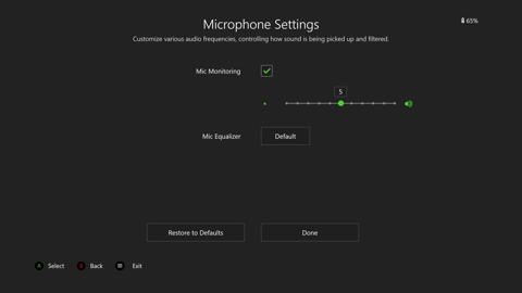 اعدادات المايكروفون في برنامج Razer Audio for Xbox